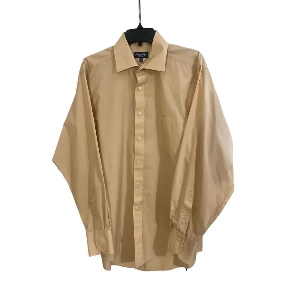 Sean John button down shirt 100% cotton yellow sz L 16 1/2 34/35